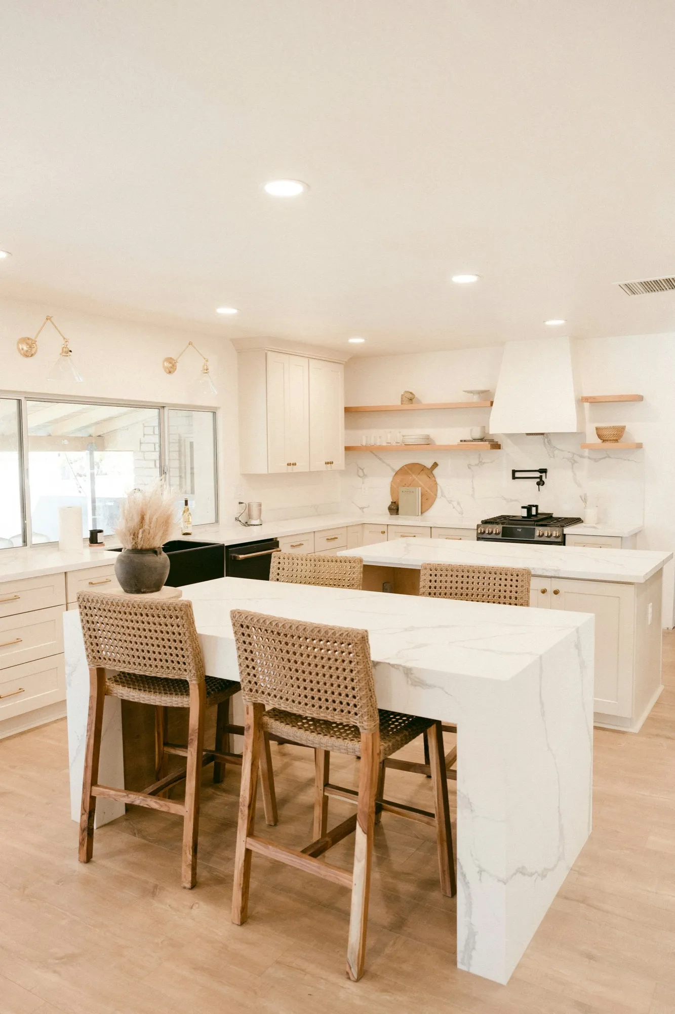 A bright kitchen with a breakfast island